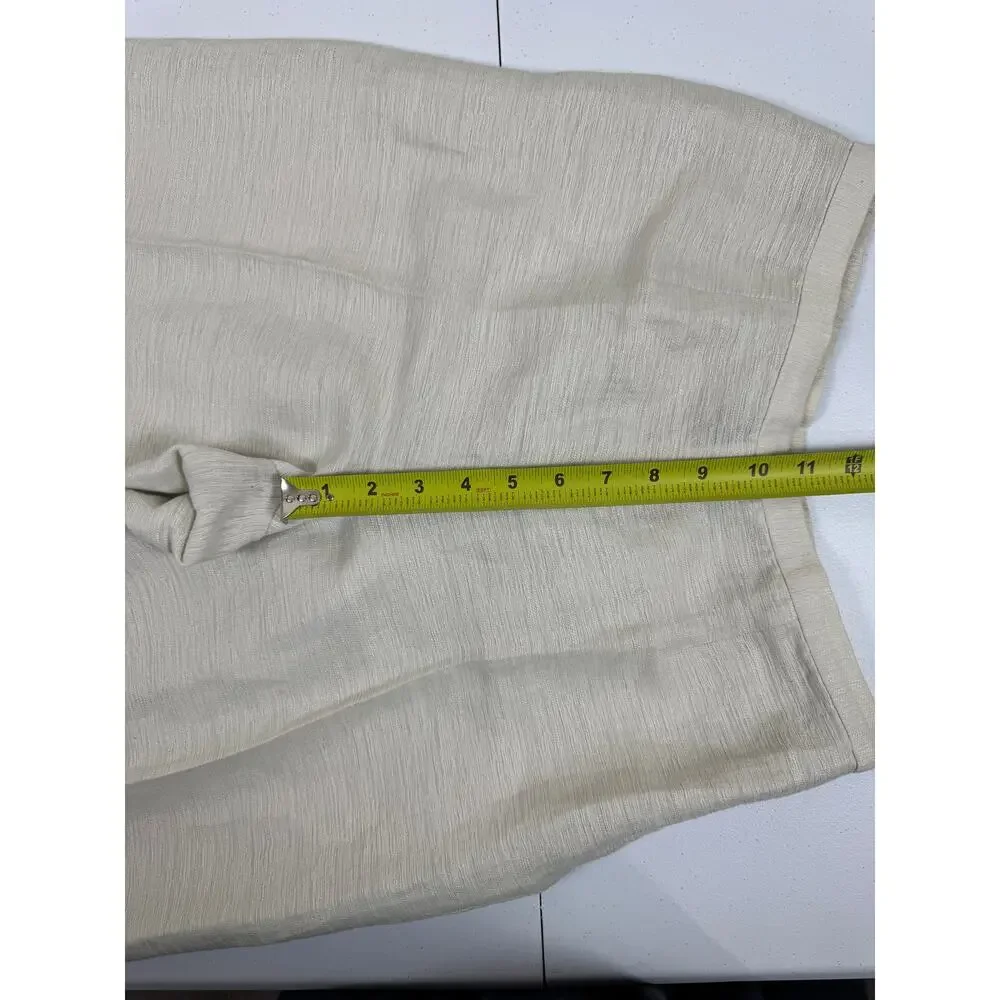 Eileen Fisher Petite Textured Organic Linen Pants Ivory side zipper Wide Leg PS - Picture 7 of 8